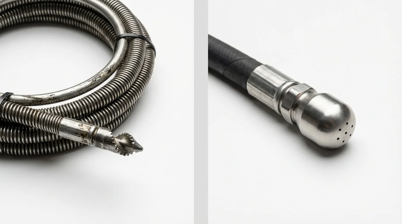 Drain snake cable and hydro jetting nozzle used for drain cleaning in Celina, TN